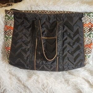 Cinda b Large Quilted Tote Bag Black 19” x 13”